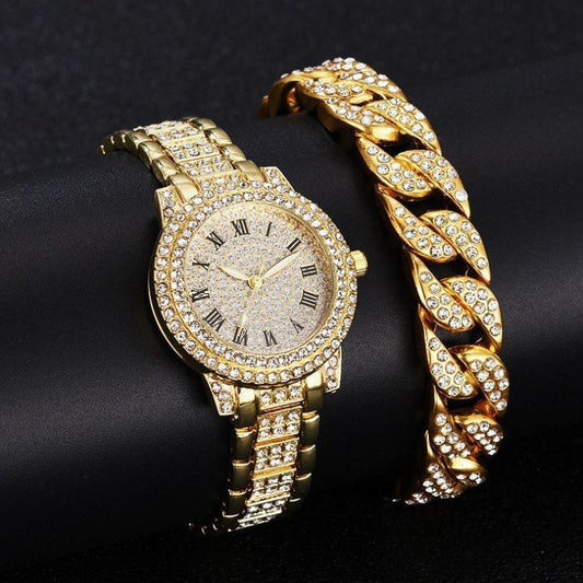 Women's Roman Dial Watch with Diamond Accents